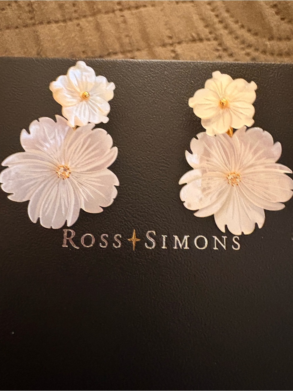 Gorgeous! NWOT Ross Simon’s Mother of Pearl and White Topaz Convertible Earrings